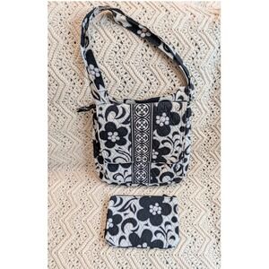 Vera Bradley Night and Day Quilted Cotton Crossbody Bag and Pouch 2 Piece Set